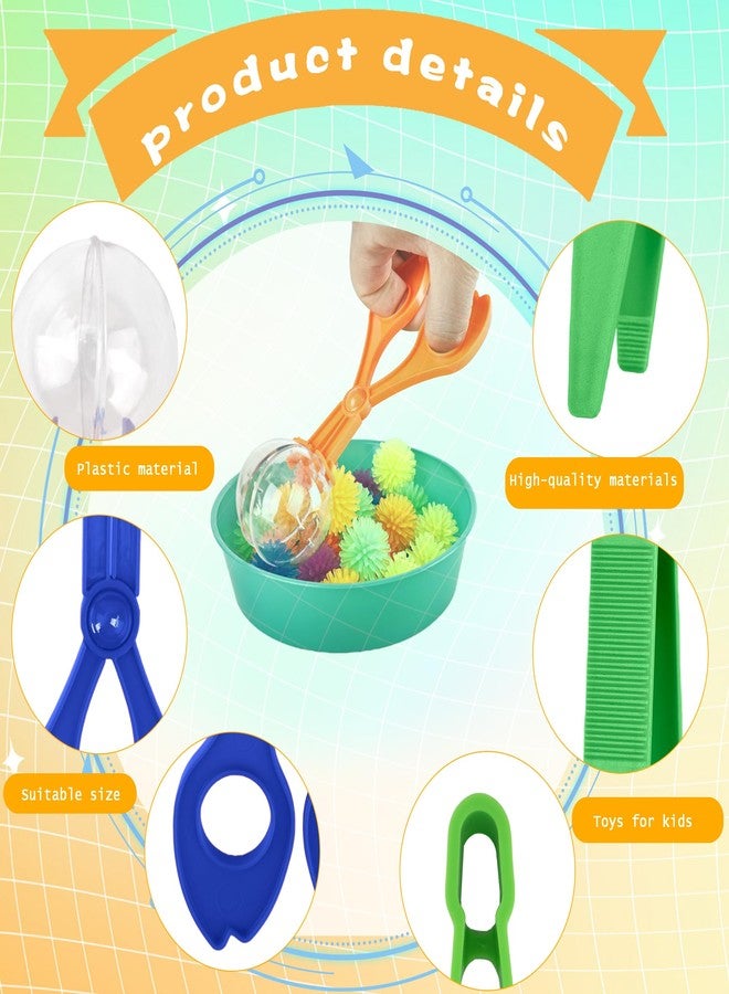 Feradny 141 Pieces Fine Motor Toy Counting Sorting Sensory Bin Filler Include 6 Colorful Sorting Cup 10 Tweezers 5 Bear Ball Clip 120 Hedge Balls for Kid Early Skill Education - Image 3